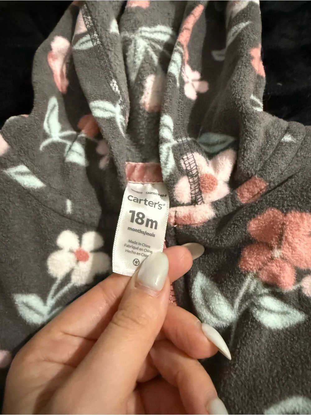 Carter's Pink and Gray Floral Fleece Pajama Set with Red Plaid Jacket